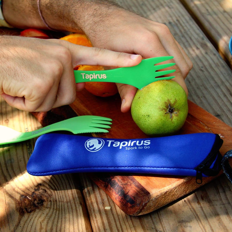 Tapirus - 4 Green Spork to Go Set - 7-inch Durable & BPA Free Sporks - Spoon, Fork and Knife Combo Utensils Flatware - Mess Kit for Camping, Hunting and Outdoor Activities - Comes in a Carrying Case - Image 3